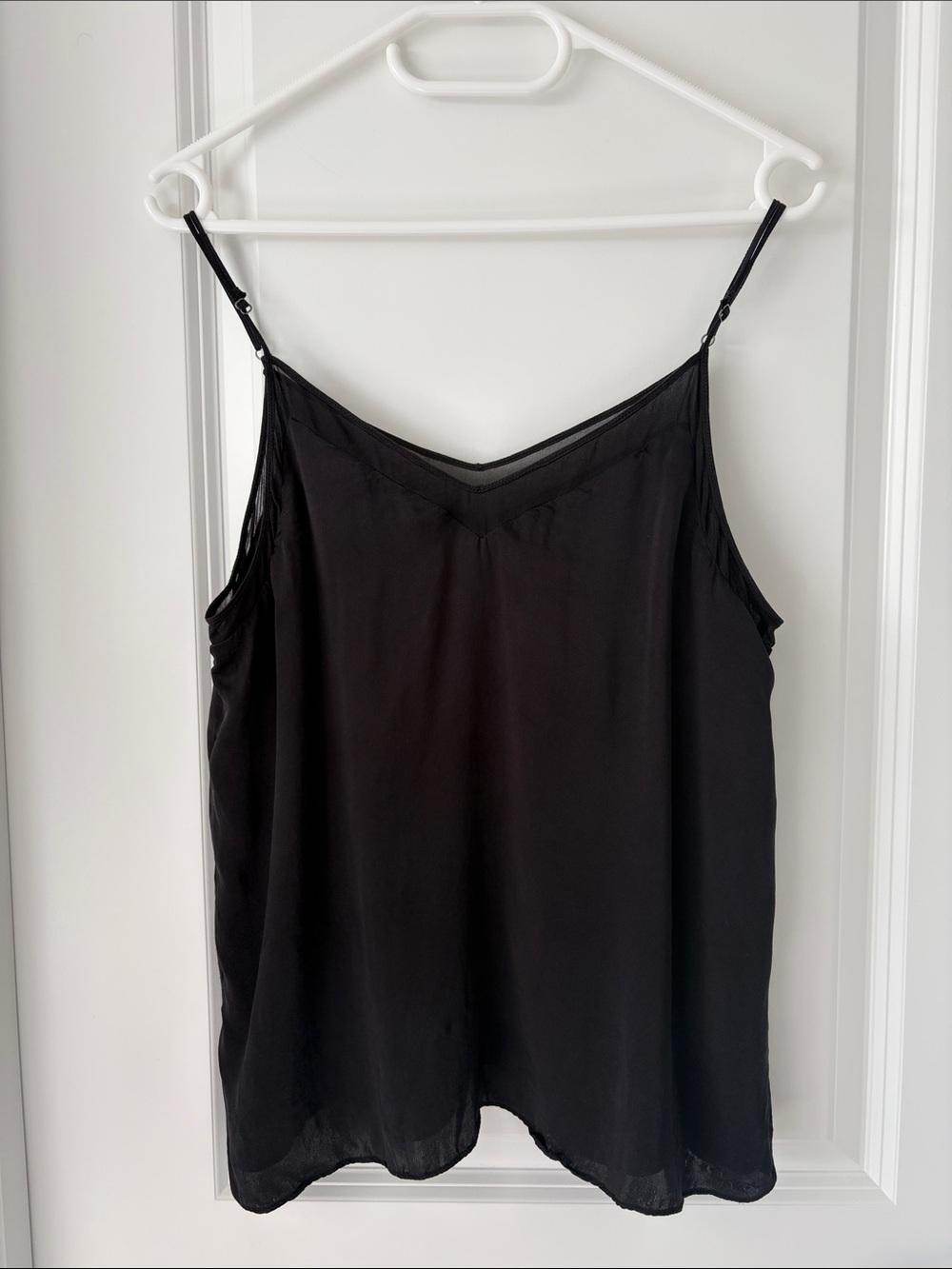 100% Silk Black Women's Satin Camisole Top l lucky brand｜double layers all si l